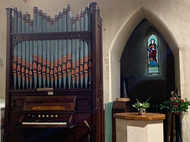 The organ at Stuston Church